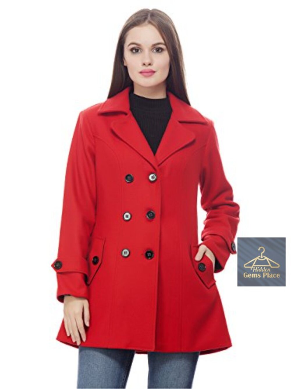 Women's Regular Fit Thigh Length Wool Coat